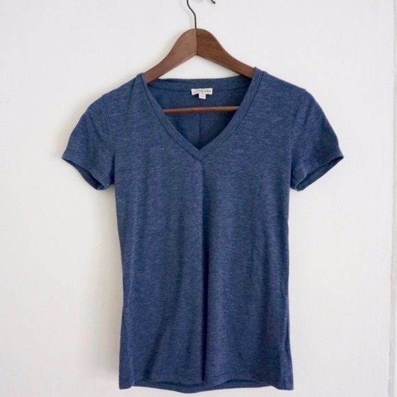 Lily White Tops - Heathered Navy V-Neck Tee